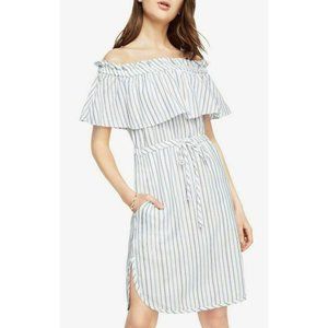 BCBG off shoulder striped tie dress
